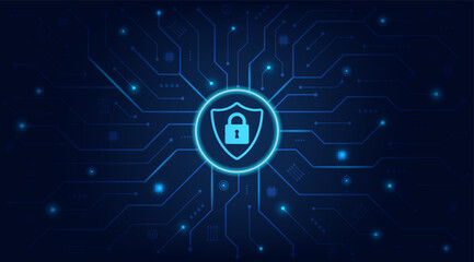 Leinwandbilder - Internet digital security technology concept for business background. Data protection concept design for personal privacy, and cyber security. Shield With Keyhole icon, Vector, and Illustration.