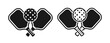 Crossed Pickleball Racket and Ball Icons In Glyph Style, Two Variants