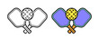 © D Graphics - Crossed Pickleball Racket and Ball Icon Set In Simple and Colored Outline Style