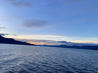 Wall Mural - Lake Toba view from ferry ship. Ambarita, Samosir - North Sumatra.