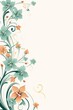 light emerald and dusty peach color floral vines boarder style vector illustration