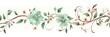 light jade and rosewood color floral vines boarder style vector illustration