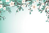 Fototapeta Konie - light jade and rosewood color floral vines boarder style vector illustration 