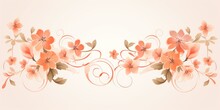 Light Peachpuff And Pale Salmon Color Floral Vines Boarder Style Vector Illustration