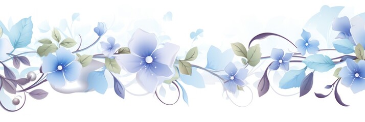 Wall Mural - light periwinkle and pale aqua color floral vines boarder style vector illustration 