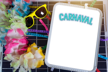 Wall Mural - Carnival Template with Photovoltaic Solar panel with Brazilian Carnival Elements.