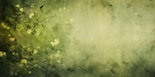 Olive Abstract Floral Background With Natural Grunge Textures