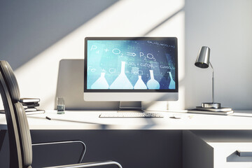 Poster - Creative chemistry concept on modern laptop screen. 3D Rendering