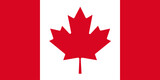 Fototapeta  - Flag of North American country of Canada with red maple leaf against white background. Illustration made January 28th 2024, Zurich, Switzerland.