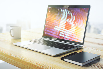 Poster - Modern computer monitor with creative Bitcoin symbol. Cryptocurrency concept. 3D Rendering