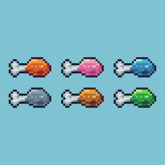 Poster - Pixel art sets icon of raw meat variation color. meat icon on pixelated style. 8bits perfect for game asset or design asset element for your game design. Simple pixel art icon asset.