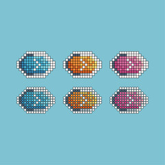 Fototapete - Pixel art stroke sets icon of next button variation color. next icon on pixelated style. 8bits perfect for game asset or design asset element for your game design. Simple pixel art icon asset.