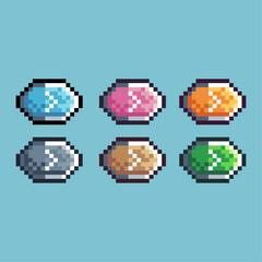 Fototapete - Pixel art sets icon of next button variation color. next icon on pixelated style. 8bits perfect for game asset or design asset element for your game design. Simple pixel art icon asset.