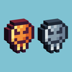 Poster - 
Isometric Pixel art 3d of ghost icon for items asset.ghost icon on pixelated style.8bits perfect for game asset or design asset element for your game design asset.