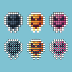 Poster - Pixel art stroke sets icon of ghost emoticon variation color. ghost icon on pixelated style. 8bits perfect for game asset or design asset element for your game design. Simple pixel art icon asset.
