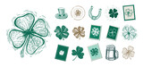 Fototapeta Londyn - St. Patrick's Day set. Hand drawn illustrations