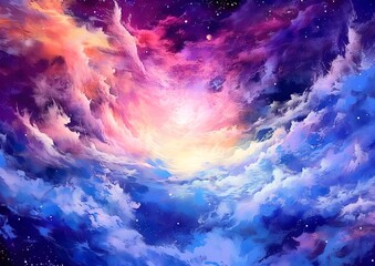 Wall Mural - colorful magic clouds, fantasy background