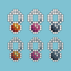 Poster - Pixel art stroke sets icon of necklace variation color. necklace icon on pixelated style. 8bits perfect for game asset or design asset element for your game design. Simple pixel art icon asset.