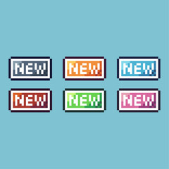 Poster - Pixel art sets icon of new button variation color. new button icon on pixelated style. 8bits perfect for game asset or design asset element for your game design. Simple pixel art icon asset.