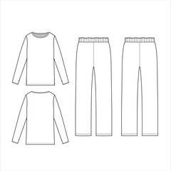 Poster - Long Sleeve t-shirt and trousers Vector Sketch Template