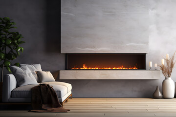 Wall Mural - living room with electric fireplace