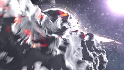 Wall Mural - large black hole pulling space asteroids 3d rendering of large black hole pulling asteroids, 2024