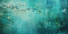 Turquoise Abstract Floral Background With Natural Grunge Texture