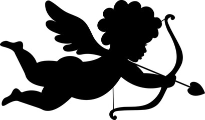 silhouette of cupid with bow