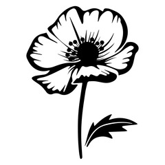 poppy flower icon illustration, poppy flower silhouette logo svg vector