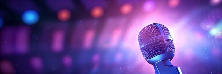 Poster - Microphone on stage, close-up