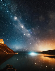 night sky with starlight landscape