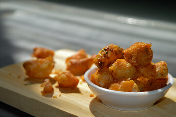 Wall Mural - Snack on dry dumplings or  siomay cikruh. Made from dumpling skin and tapioca flour which are fried and seasoned.