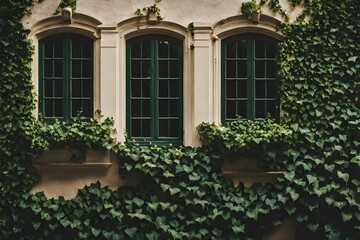 Ethereal Greens - Window Peeking Through a Luxuriant Ivy Wall