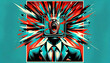 Graphic illustration of a person screaming for his head with a television,symbolizing media influence or information overload,in a vibrant retro style.Manipulating a person using media concept.AI gene