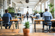 © MCStock - People Working in a Co-Working Space. Sitting on Computer Desks in Modern Office. Work Space Concept.
