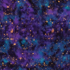 Wall Mural - Cosmic Dust and Star Clusters Abstract. Abstract cosmic pattern with star clusters and dust in purple and gold.
