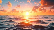 Colorful Sunrise At Sea. 4k Video Animation