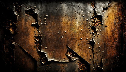 Wall Mural - Grungy metal texture overlay, generative AI