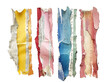 Four newspaper torn pieces isolated on a transparent background