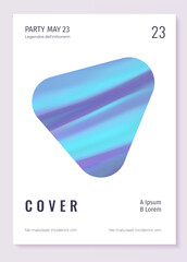 Poster - Holographic foil poster. Minimalist style cover design. Realistic iridescent rainbow invitation banner. Purple mesh hologram flyer. Abstract creative background. Vector vibrant texture