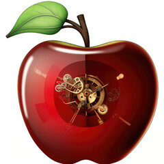 Wall Mural - Apple in steampunk style. Abstract illustration. AI created.