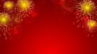 Gold fireworks celebration on red background for Chinese new year