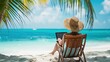 © Brian - Employee sitting on beach with laptop for remote work