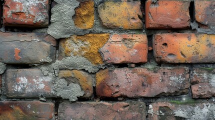Aufkleber - A sturdy wall of brickwork stands tall, showcasing the strength and beauty of this essential building material in the great outdoors