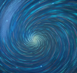 Wall Mural - Blue spiral galaxy background. Vortex backdrop. Template design. Flyer, card design