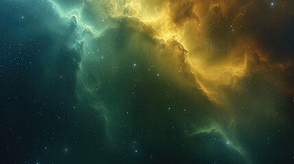 Aufkleber - A beautiful green, yellow, blue galaxy. Generative AI.