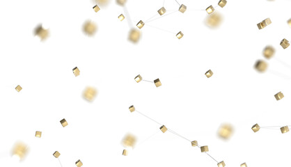 Fototapete - Futuristic geometric double data flow background with connecting dots and lines. Abstract digital