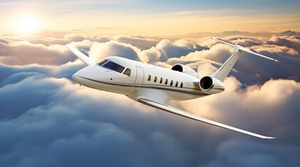 Executive Private Jet Soaring High in the Blue Sky - AI Generated