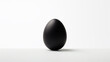 Ein stehendes schwarzes Ei auf weißem Hintergrund.