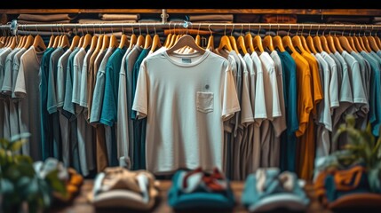Poster - A collections of casual wear, simple t-shirts and shorts. Generative AI.